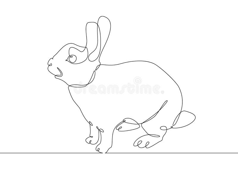Liebres continuas del conejo del dibujo lineal ilustración del vector Liebres continuas del conejo del dibujo lineal ilustración del vector