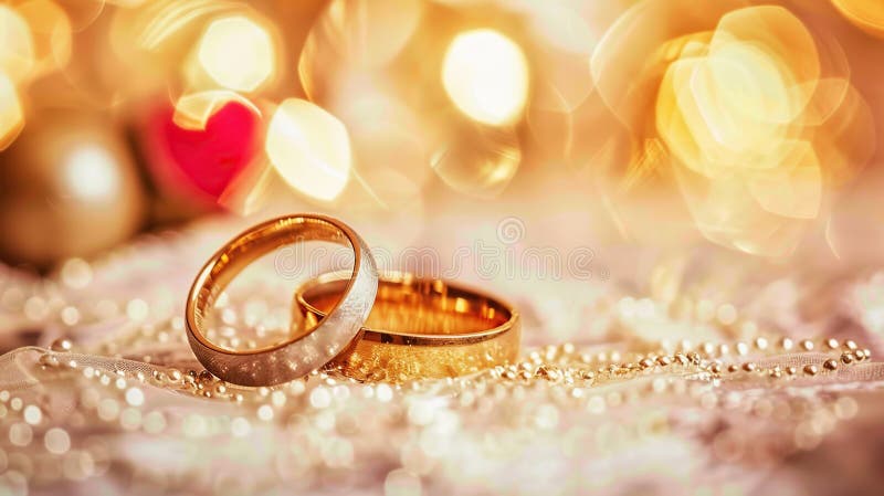 Liebt goldene Umarmung romantische Hochzeitsringe Feier. generative Hilfe stock abbildung
