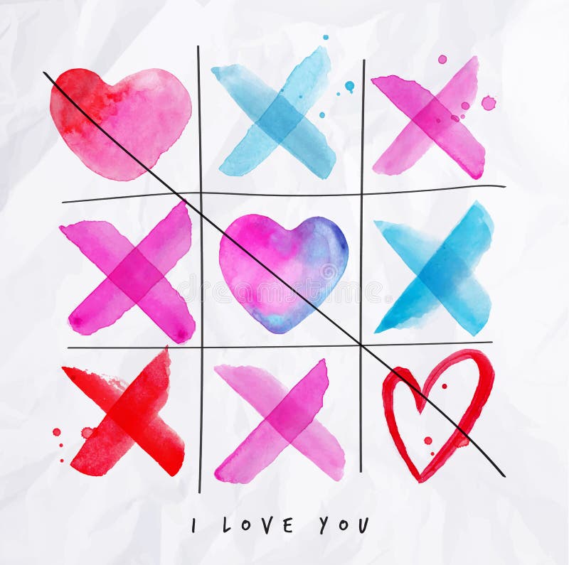 Liefde noughts en kruisenspel vector illustratie Liefde noughts en kruisenspel vector illustratie