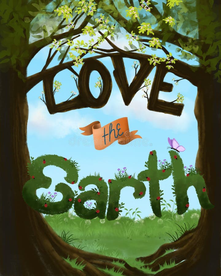 Liefde voor de aarde , letterkunst  stock afbeelding