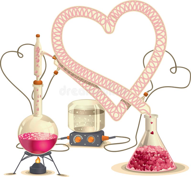 Liefdechemie - Vectorillustratie royalty-vrije illustratie Liefdechemie - Vectorillustratie royalty-vrije illustratie