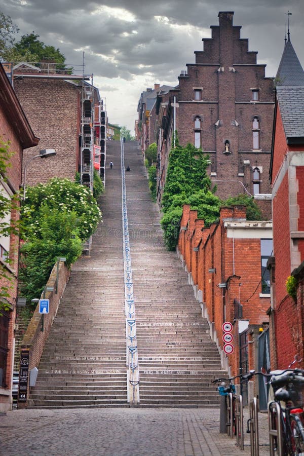 Montagne De Bueren A 374step Staircase In Liege Belgium Stock