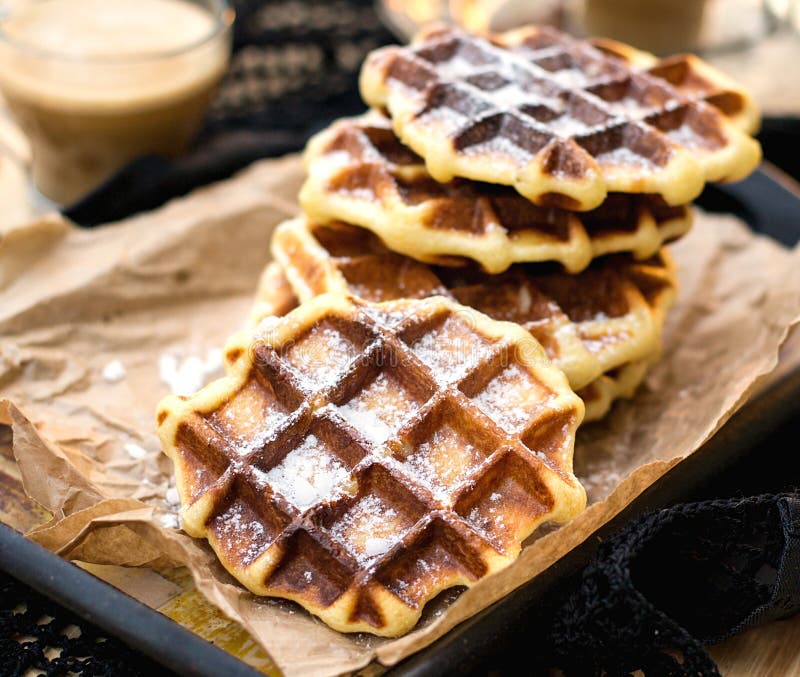 Liege Waffles with Pearl Sugar Stock Photo Image of chunks, liege