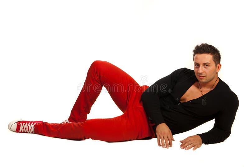 Liegender Vorbildlicher Mann Stockbild Bild von porträt