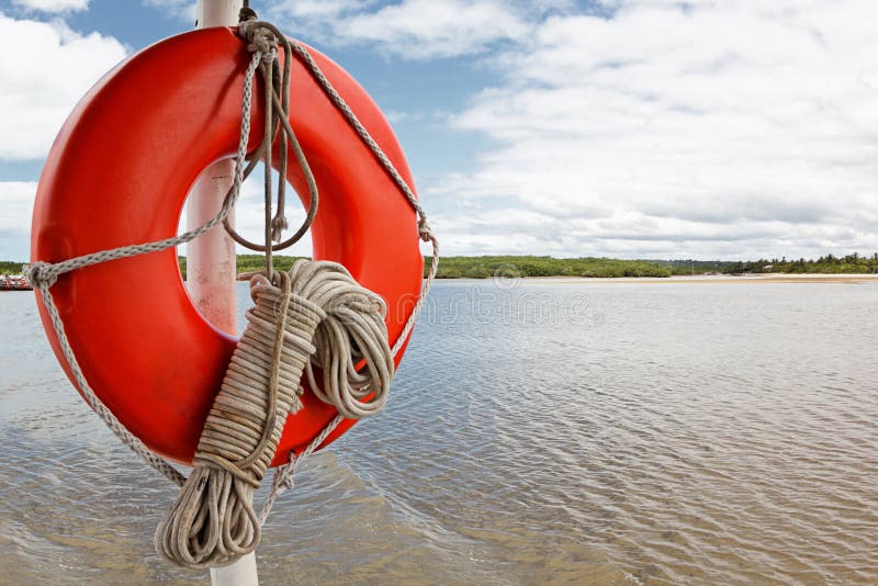 Download Life buoy and rope on boat stock photo. Image of travel - 35236230