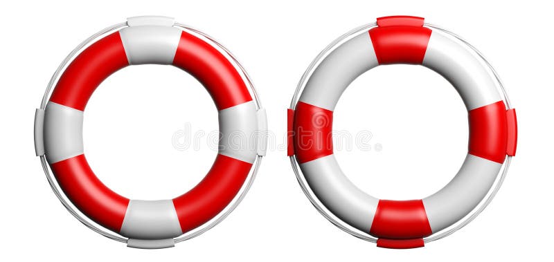 Life buoys on white background. 3d illustration