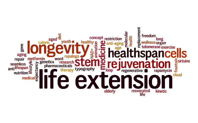 Life extension word cloud. Typography royalty free illustration Life extension word cloud. Typography royalty free illustration
