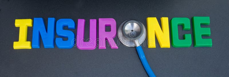 An image of the word insurance in colorful upper case letters where the letter 'A' is replaced by a stethoscope head. An image of the word insurance in colorful upper case letters where the letter 'A' is replaced by a stethoscope head.