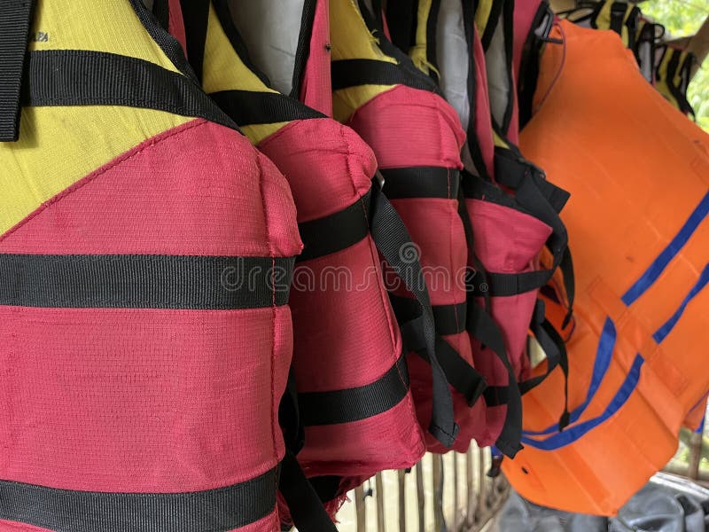 Life Jacket Used for Rafting Equipment on the River. Stock Image
