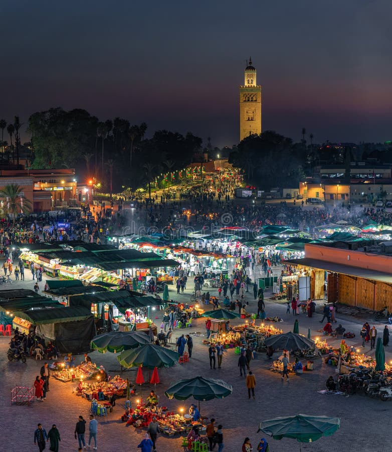 LIFE in MARRAKECH Main Square at Night Editorial Stock Photo - Image of