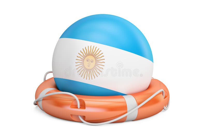 Lifebelt with Argentina flag, safe, help and protect concept. 