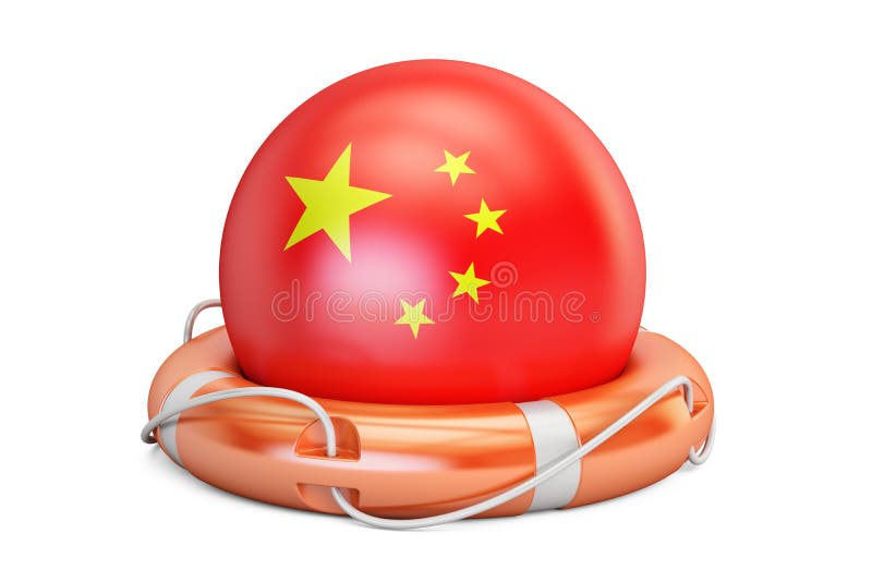 Lifebelt with China flag, safe, help and protect concept. 