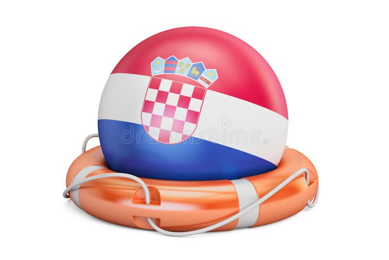Lifebelt with Croatia flag, safe, help and protect concept. 