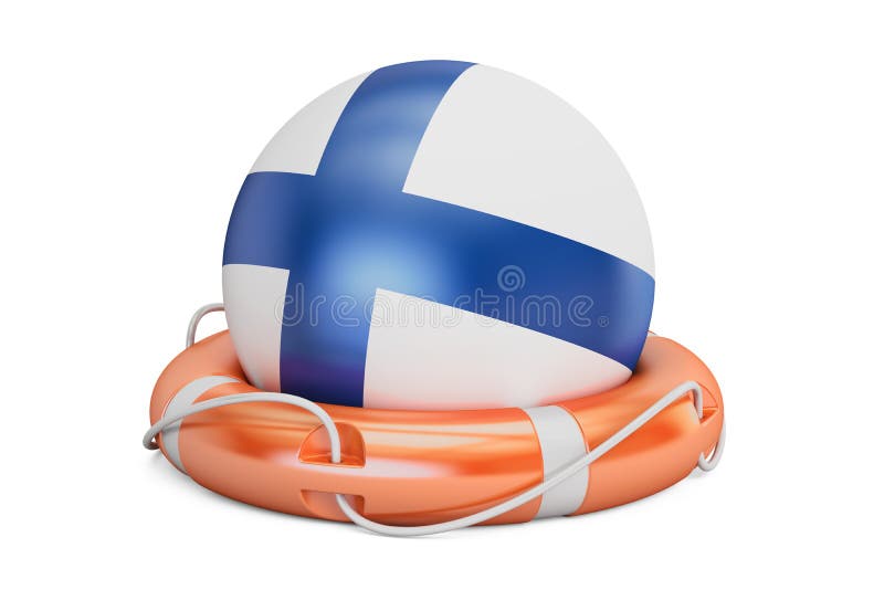 Lifebelt with Finland flag, safe, help and protect concept. 