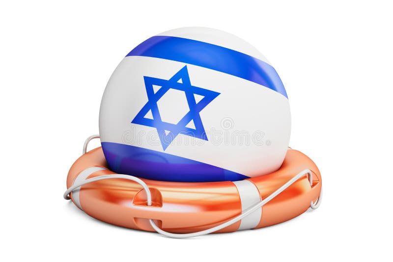 Lifebelt with Israel flag, safe, help and protect concept. 