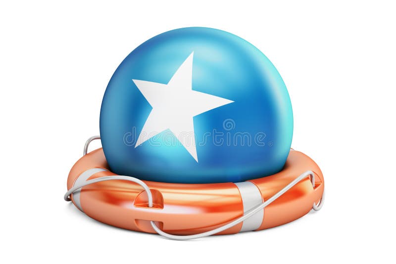Lifebelt with Somalia flag, safe, help and protect concept. 