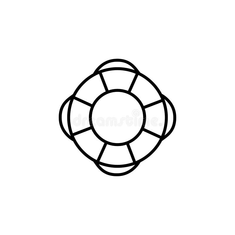 Lifebuoy Line Icon in Flat Style Vector for App, UI, Websites. Black ...