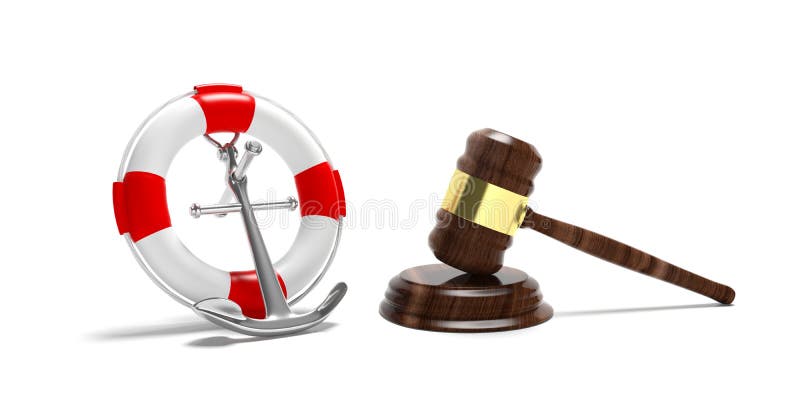 Lifebuoy, Navy Ship Anchor and Law Gavel Isolated on White Background. 3d  Illustration Stock Illustration - Illustration of crime, maritime: 133037734