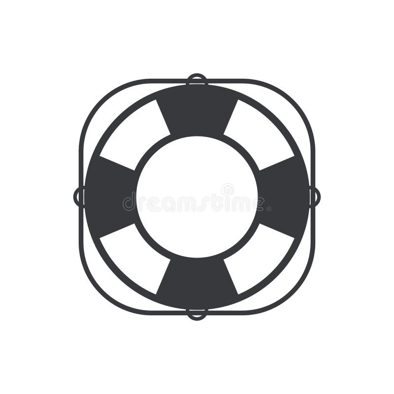 Lifebuoy with Rope Outline Icon, Modern Minimal Flat Design Style ...