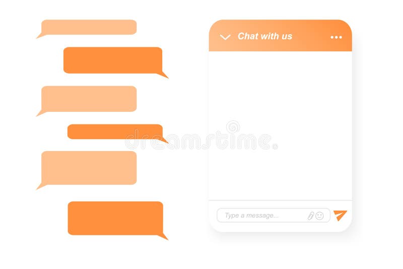 Lifechat form creator. Empty chat bot window and message bubbles. Virtual assistant, online customer support stock illustration