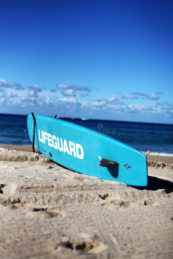 Lifeguard Surf Board at the popular Coogee beach in Sydney, Australia