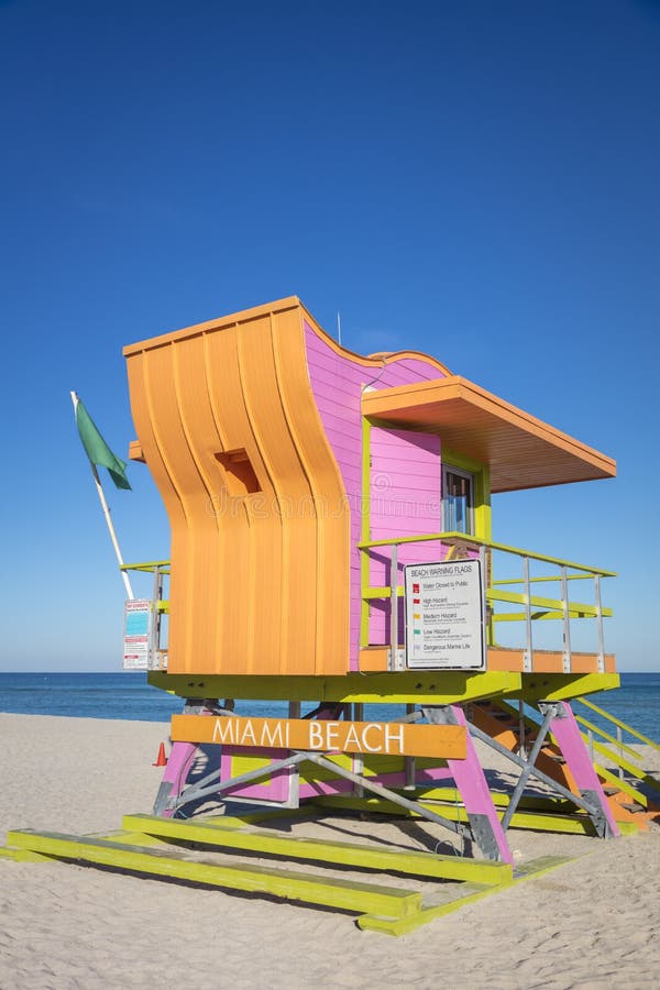 Lifeguard booth in Miami Beach royalty free stock images