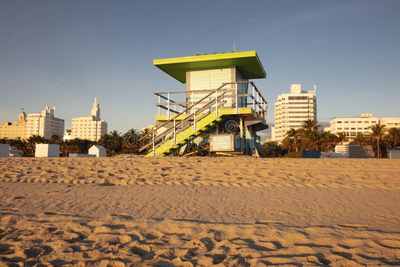 Lifeguard booth in Miami Beach royalty free stock photo