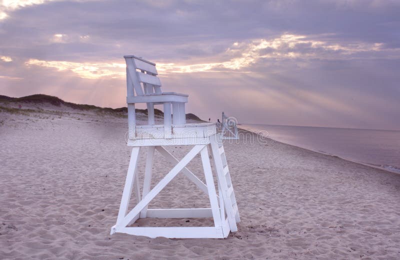 Lifeguard chair on beach, Cape Cod. Lifeguard chair on beach at Head of the Meadow beach, Truro, Massachusetts Cape Cod royalty free stock image Lifeguard chair on beach, Cape Cod. Lifeguard chair on beach at Head of the Meadow beach, Truro, Massachusetts Cape Cod royalty free stock image