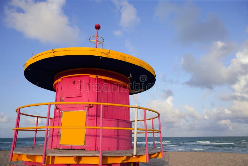 Lifeguard houses in Miami Beach