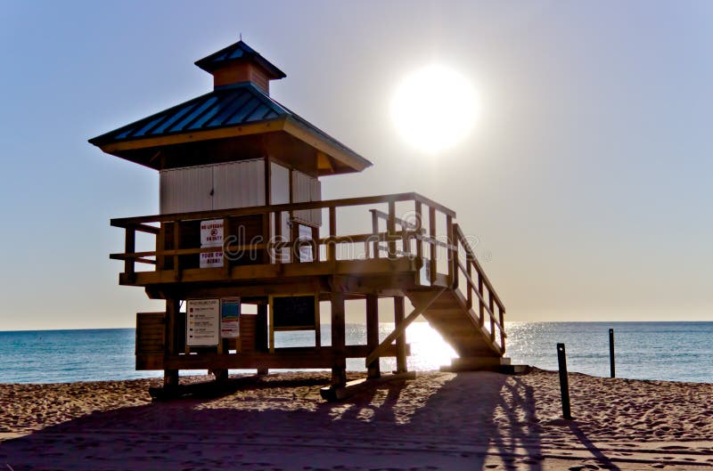 Lifeguard hut in Sunny Isles Beach, Florida stock image