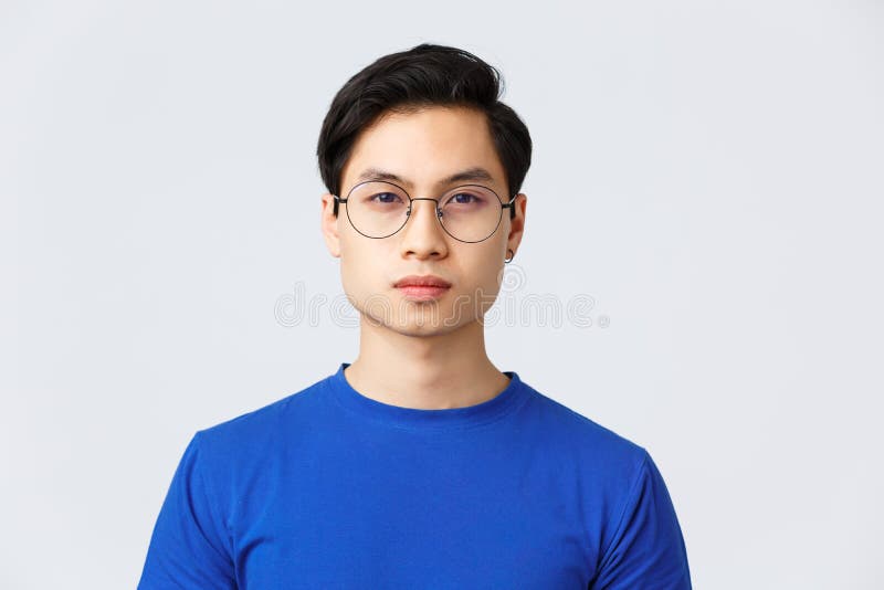 Lifestyle People Emotions And Beauty Concept Close Up Of Asian Man In Glasses With Stylish