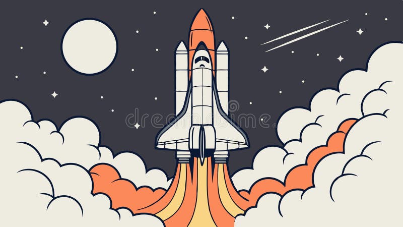 Liftoff-vektordesign för Rocket Launch Spaceship Liftoff-vektor Generative AI vektor illustrationer