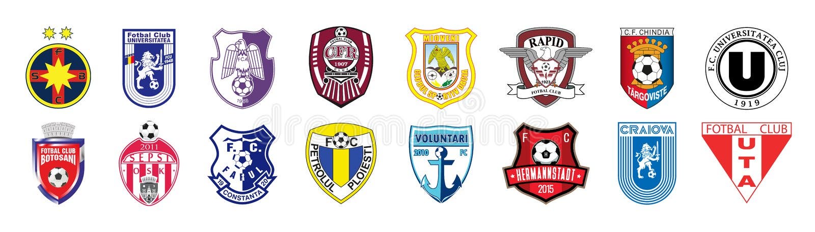 Liga Na Temporada De 2022 2023 Clubes De Futebol Românicos Romênia Cfr Cluj  Fcsb Fc Hermannstadt Fc Arges Pitesti Sepsi Foto Editorial - Ilustração de  clube, emblema: 272645066