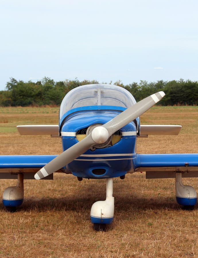 Light Aircraft at the Airport with a Big Propeller Stock Image Image