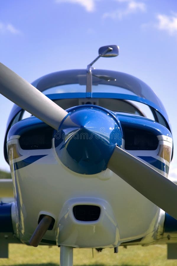 Close up of the front of a light aircraft. Close up of the front of a light aircraft.