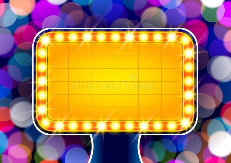 Light billboard on a multi-colored background stock illustration