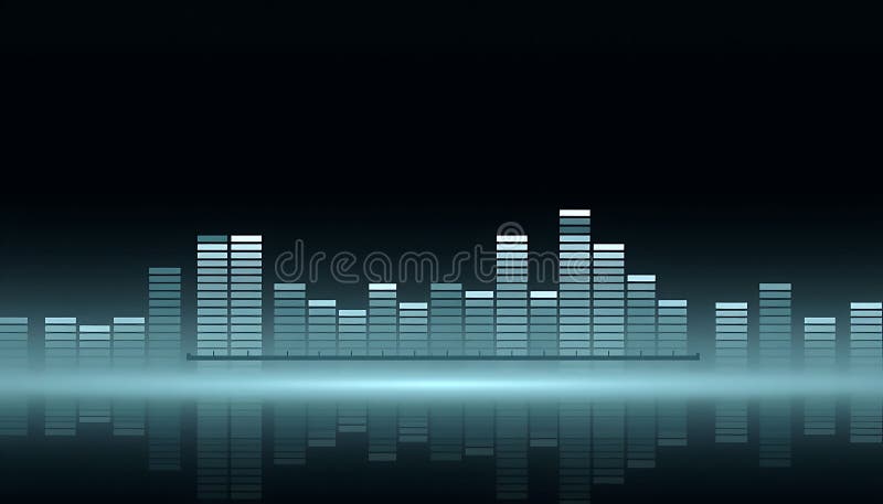 Light blue audio equalizer display, sound and music technology visual, Stock Photo, Generative AI royalty free illustration