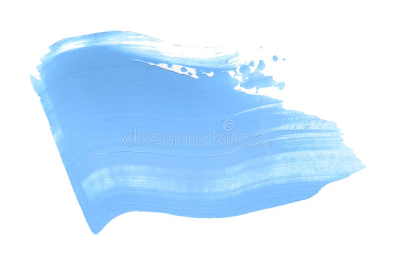 Light blue brushstroke swash isolated on white. Wave stain splash art stroke. Abstract acrylic, ink splatter clipart