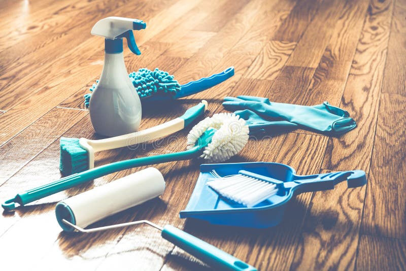 A Light Blue Cleaning Tool Placed on the Flooring Stock Image Image