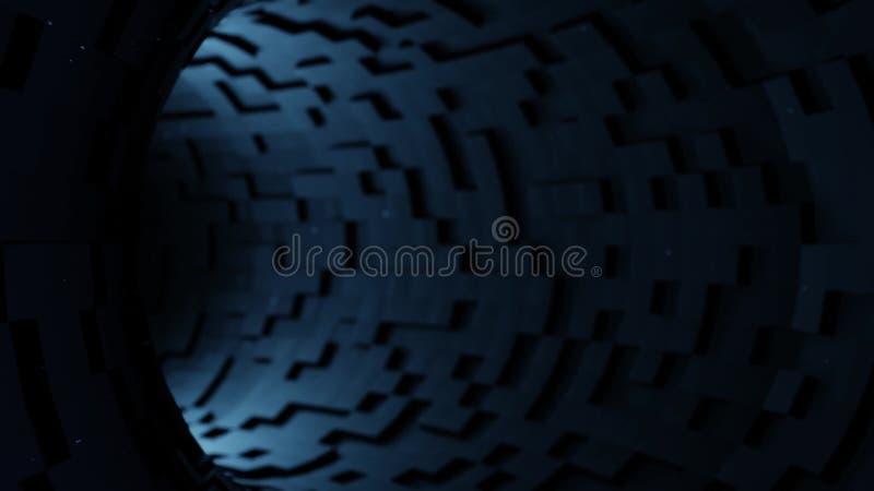 Light Blue Cubic Texture Tunnel with Futuristic Geometric Design and High-Tech Digital Motion Loop Animation vector illustration