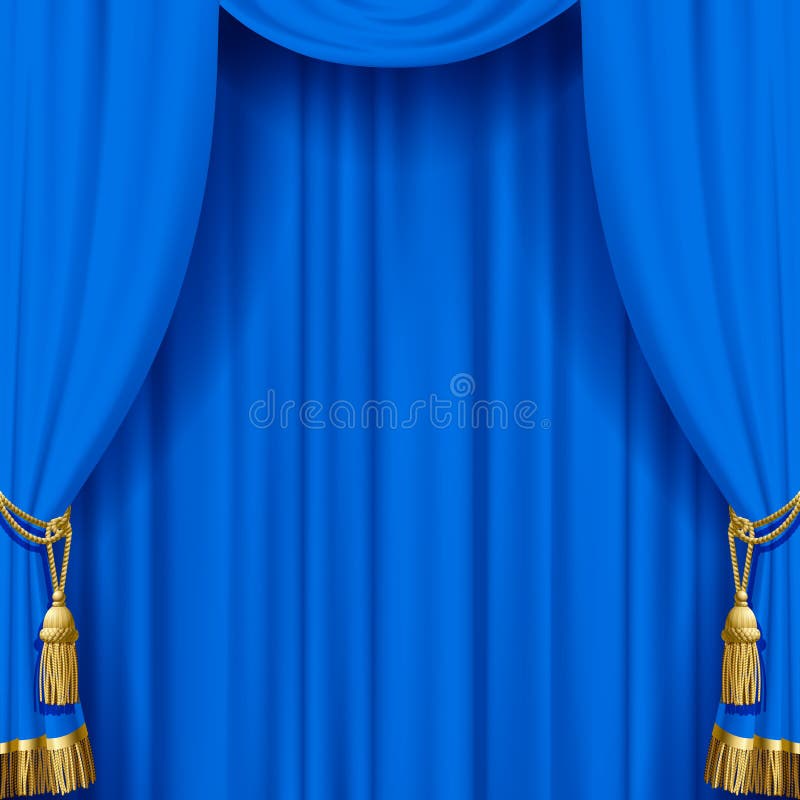 Light Blue Curtain with Gold Tassels Stock Vector - Illustration ...