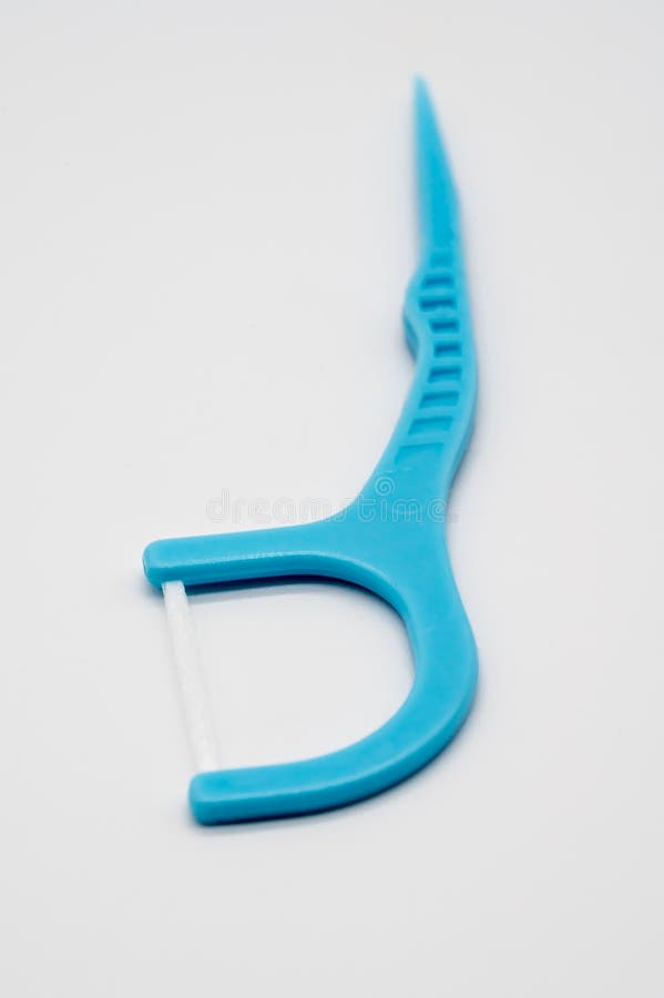 Light Blue Dental Floss Pick with Flat Thread and Wide Bow for D Stock