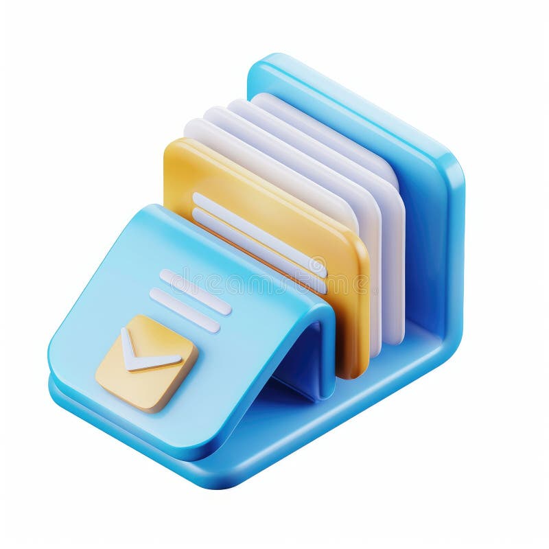 3D Render of a Blue Folder with Documents vector illustration