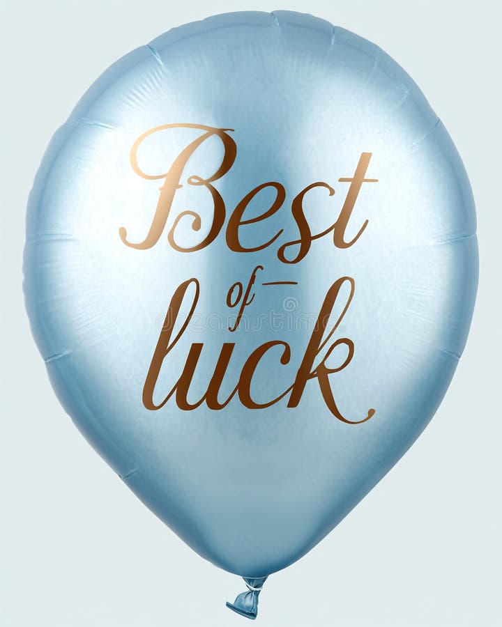 Light Blue Foil Balloon with Best of Luck Script, Light Background Studio Shot royalty free illustration