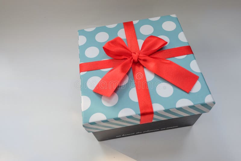 Light Blue Gift Box with White Polka Dot Stock Image Image of cover