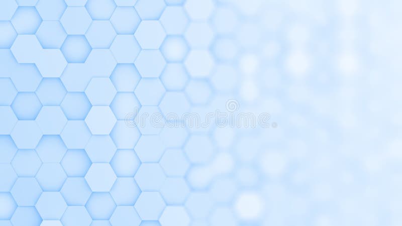 Light Blue Hexagonal Grid Background with Blur Stock Illustration