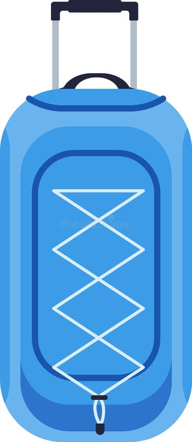 Light blue rolling suitcase with telescopic handle and elastic straps, ideal for weekend getaways or business trips stock photos