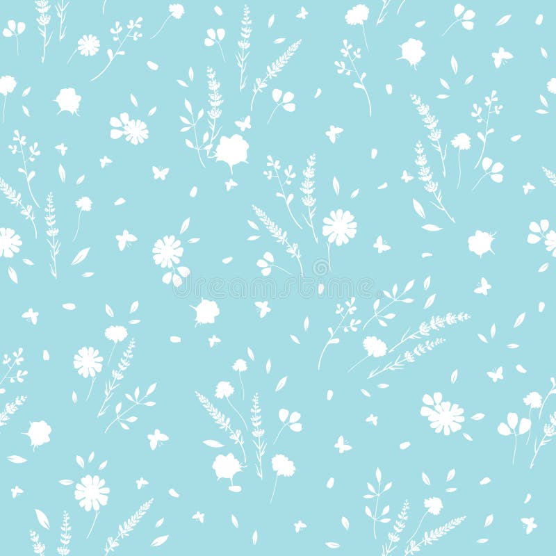 Light blue roses and daisies ditsy seamless pattern. Great for retro summer fabric, scrapbooking, giftwrap, and wallpaper design projects. Surface pattern design. Light blue roses and daisies ditsy seamless pattern. Great for retro summer fabric, scrapbooking, giftwrap, and wallpaper design projects. Surface pattern design.