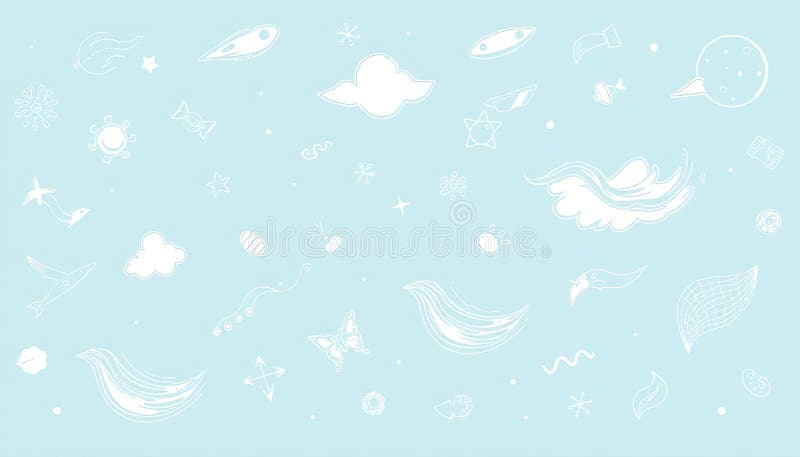 Light blue sky pattern design, clouds, airy, soft, peaceful, Stock Photo, Generative AI stock illustration