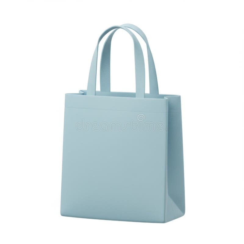 Light Blue Small Tote Bag on White Background stock illustration